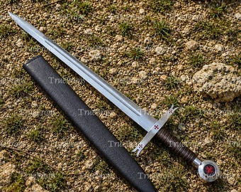 Knights Templar Crusader Sword Replica: Hand Forged Carbon Steel Long Sword
