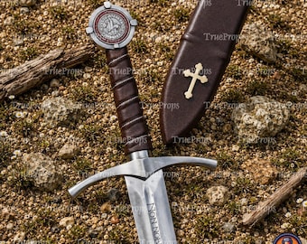Accolade Sword of the Knights Templar High Carbon Steel, Leather Scabbard Collectible cosplay replica
