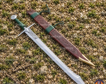 Handmade 40" Falchion Sword | High Carbon Steel Single Edge Blade, Leather Scabbard
