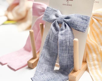 Fermaglio per capelli a coda lunga in lino fatto a mano / Accessorio stile civetta
