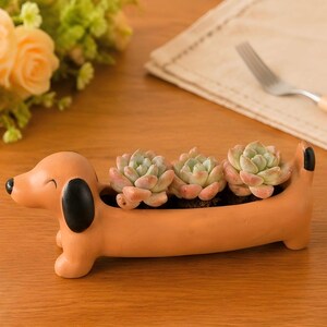 Vaso in ceramica a forma di bassotto, vaso per piante grasse a forma di cane salsiccia per la decorazione di casa e giardino, idea regalo.