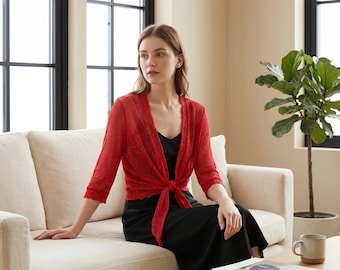 Doppelt gestrickter Shrug, durchsichtige Strickjacke, Sommer-Vertuschung, leichter Netzpullover, Frühlingsschicht-Topfarben, atmungsaktive Frühlingsschicht-Tops tragen