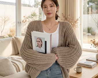 Vintage Harajuku Strickjacke | Übergroßer Pullover mit Laternenärmeln im koreanischen Y2K-Stil