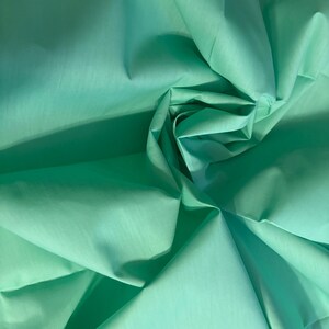 Vintage Mint Green Cotton Organdy Fabric Deadstock Continuous 2 Yards 44.5 Inches Wide Crisp Lightweight Plain Weave Sewing Material