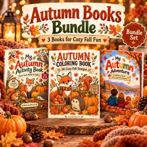 Autumn Activity Book Bundle for Kids, 3 Fall Books, Coloring Activity & Memory Book, Printable Autumn Kids Bundle, Ages 4-8