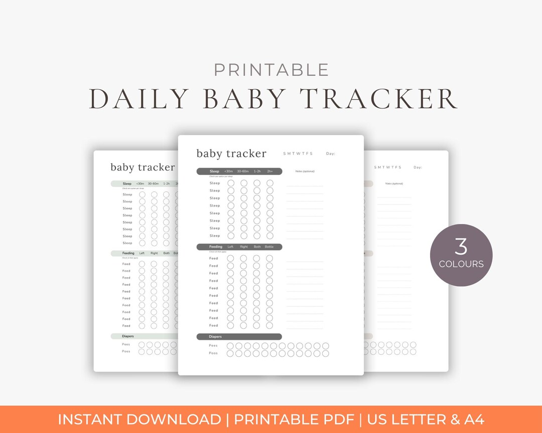Minimal Newborn Daily Tracker | Printable Baby Log | Sleep, Feeding ...