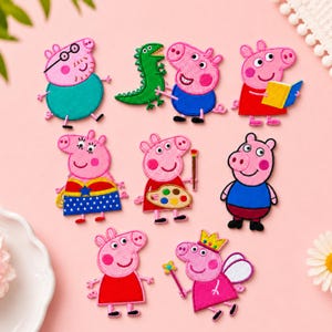 Peppa Pig Embroidered Patch, Cartoon Iron-On Clothing Decor (Kids)