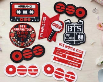 BTS World Tour Embroidered Patches, Kpop Arirang Concert Badges, Iron-On Jacket Bag Appliques