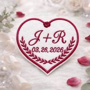 Custom Initials & Date Embroidered Patch, Personalized Embroidered Patch, Anniversary Gift, Custom Patch, Wedding Gift, embroidery patches