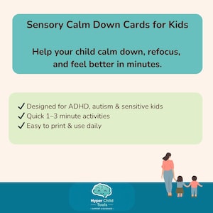 Sensory Calm Down Cards for Kids | Emotional Regulation Activities | Printable Calm Kit | Focus & Behavior Support | Preschool  Toddler PDF