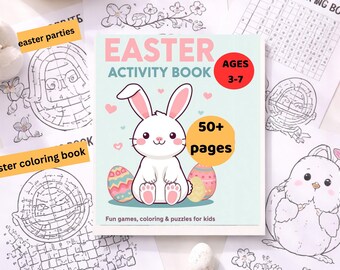 Easter Activity Book for Kids aged 3-7 Printable, 50+ Coloring Pages, Easter Games Bundle, Preschool Worksheets, Instant Download PDF