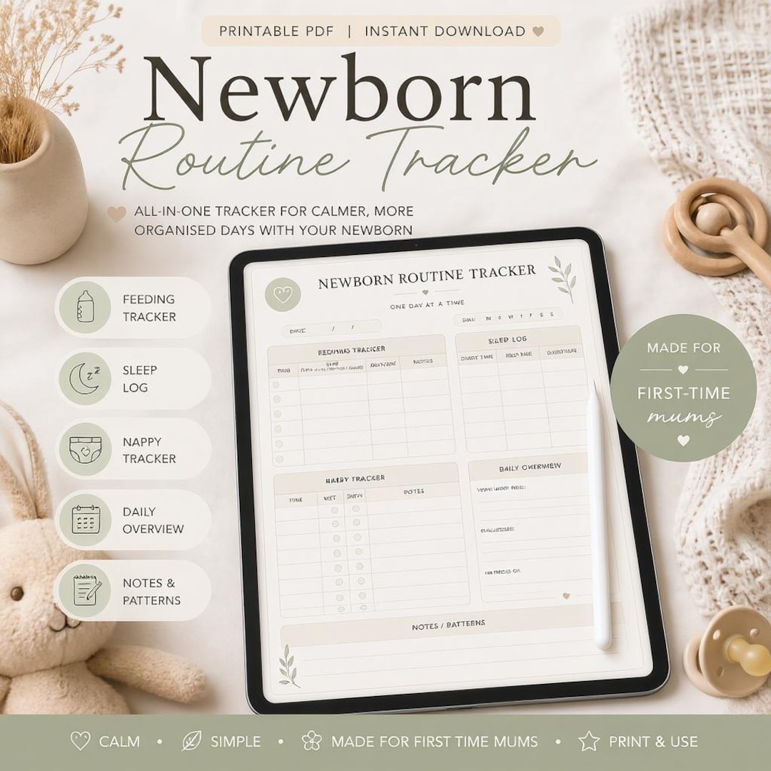 Newborn Routine Tracker Printable | Baby Feeding & Sleep Log | First ...