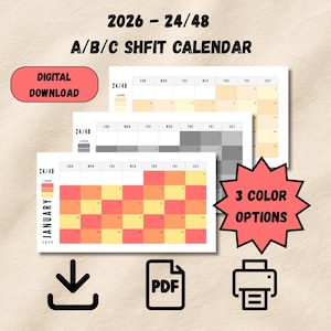 2026 Firefighter Shift Calendar | 24/48 Schedule | A B C Rotation Planner for Busy Moms & Families