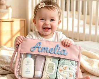 Personalized Baby Diaper Bag, Custom Baby Storage Bag, Embroidered Name Nursery Organizer, Newborn Travel Bag, Baby Shower Gift