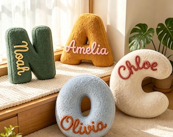 Personalized Letter Pillow, Custom Name Nursery Decor, Suede Texture (38x30cm)