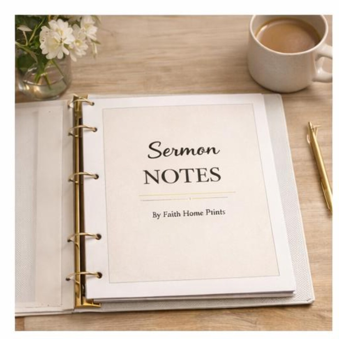 Sermon Notes Printable | 3-column Church Notes | Minimal Binder Pages ...
