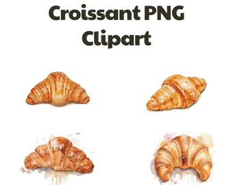 Croissant PNG Clipart Set | Painterly Pastry Illustration | Digital Download | Transparent Background