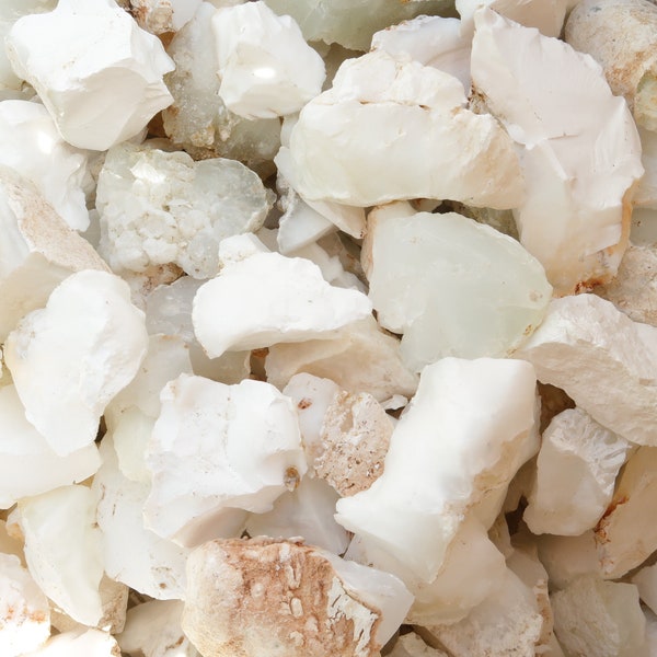 Premium White Jade Tumbling Rough - You Choose the Lot Size- 1 LB, 2.5 LB, 5 LB Lots- Large Stones- 100% Natural