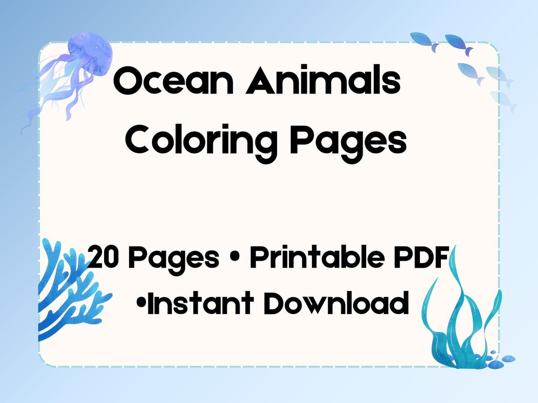 Ocean Animals Coloring Pages for Kids | 20 Printable Sea Animal ...