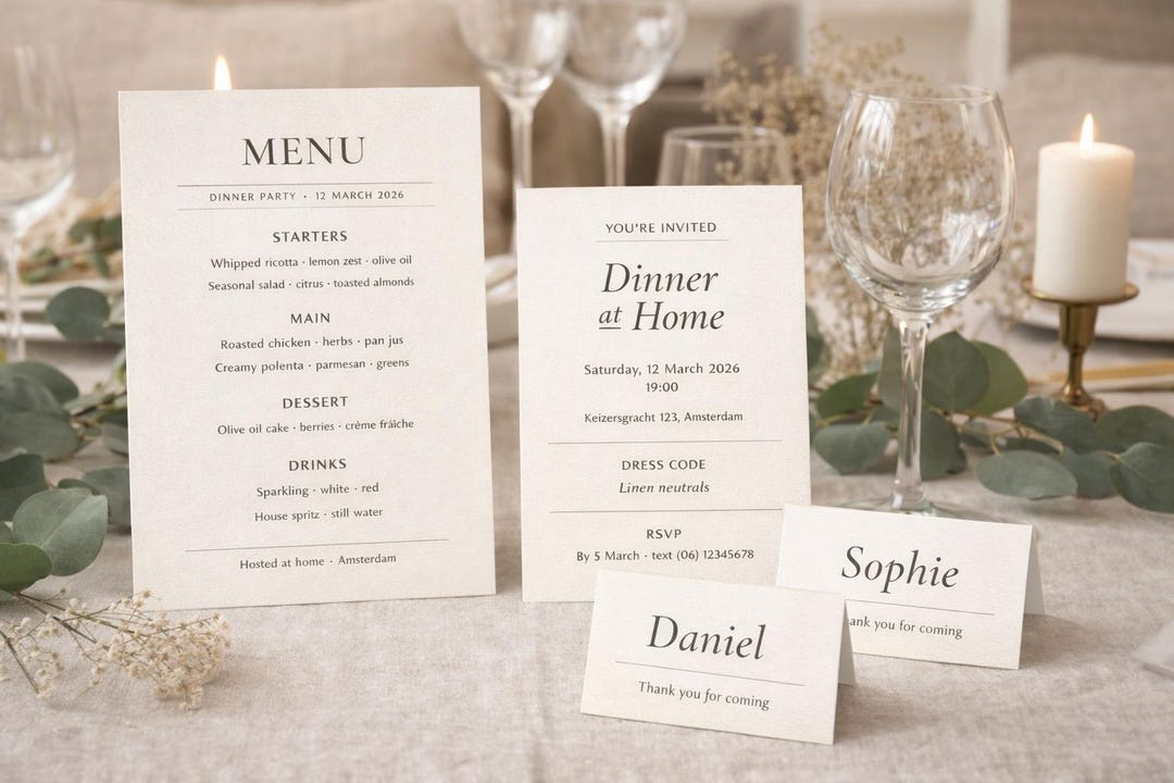 Editable Menu & Place Card Template | Canva Printable (instant Download ...