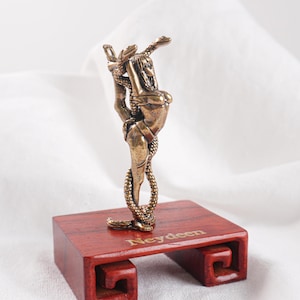 Customizable Brass Snake Dancer Figurine, Mini Brass Female Statue, Serpent Art Desk Ornament, Collectible Home Décor Gift