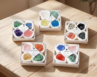Zodiac Crystal Gift Set, Raw Healing Crystal Box for Astrology Signs, Birthstone Collection, Spiritual Self Care Gift for Her