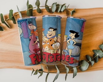 Stone Age Family Tumbler Wrap PNG | 20oz Straight and Tapered | Retro Caveman Cartoon Sublimation | Digital Download