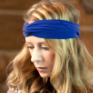 Womens Blue Headband, Royal Twist Headband, Turban Adult Headband, Twisted Headband, Turband Forgotten Cotton Gift for Her Spring Fashion image 1