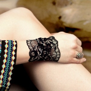 Lace Wrist Cuff, Black Lace Bracelet Arm Band Black Bracelet, Wristband Wrist Tattoo Cover Up Black Cuff Bracelet Tattoo Covers Lace Jewelry
