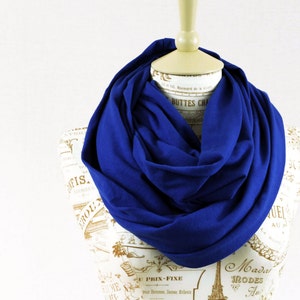 Royal Blue Infinity Scarf: Soft Jersey Knit Circle Scarf
