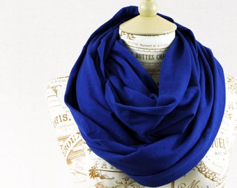 Royal Blue Infinity Scarf, Circle Scarf, Blue Scarf, Jersey Scarf, Beauty Gift for Her, Womens Mens Scarves, Outdoors Gift Mother Gift