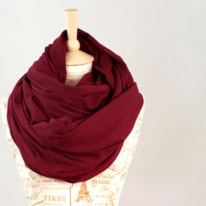 Oversized Maroon Infinity Scarf: Jersey Cotton Cowl Hood
