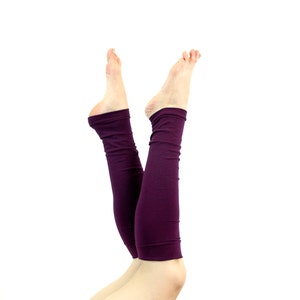 Purple Aubergine Leg Warmers: Handmade Cotton Jersey Boot Socks