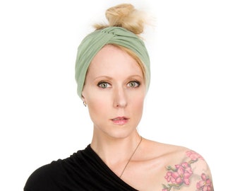 Wide Twist Headband, Sage Green Headband, Wide Scrunch Twist Yoga Headbands for Women Adult Headband Mint Turban Christmas Winter Pastels