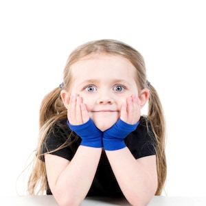 Royal Blue Toddler Fingerless Gloves: Handmade Jersey Hand Warmers
