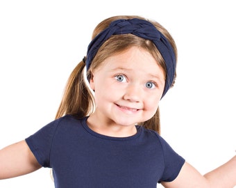 Kids Sailor Knot Headband Girls, Navy Blue Celtic Knot Headband, Dark Blue Girl Turban Headbands, Blue Kids Knot Headband, Child Headband