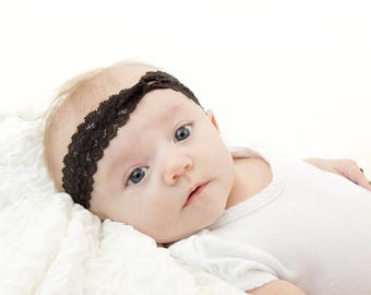 Baby Lace Headband, Newborn Headbands Baby Girl Headbands Baby Headband, Black Twist Headband, Toddler Headband Baby Turban Dainty Gift