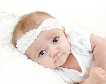 White Lace Baby Headband, Baby Turban Headband, Headbands Baby Girl, Baby Lace Headband, Twist Headband, Toddler Headband Newborn Baby Gift