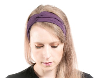 Purple Headband, Purple Twist Headband, Headband Women Turban Headband Adult Dark Purple Head Bands Yoga Headband Wide Headband Turban