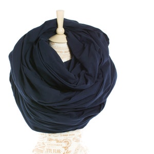 Oversized Navy Blue Jersey Infinity Scarf: Extra Large Hooded Scarf