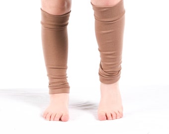 Kids Light Brown Leg Warmers: Jersey Ballet Dance Costume