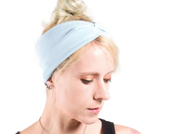 Light Blue Headband, Pastel Twist Headband, Wide Headband Women Turban Headband Adult Light Blue Head Bands Yoga Headband Wide Headband