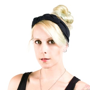 Black Double Knot Turban Headband: Celtic Sailor Style