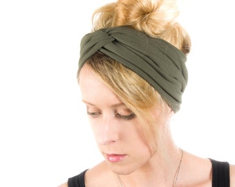 Wide Twist Headband, Scrunch Headband Extra Wide Olive Headband Wide Headband Running Yoga Headbands Turban Headband Adult Headband Autumn