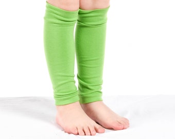 Lime Green Jersey Knit Leg Warmers: Kids Dance Costume Accessory