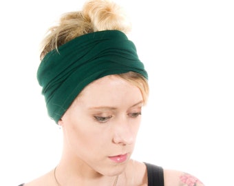 Extra Wide Headband, Jersey Headbands for Women, Green Headband Scrunch Bandeau Headband Head Covering Yoga Hairwrap Headache Headwrap Yoga