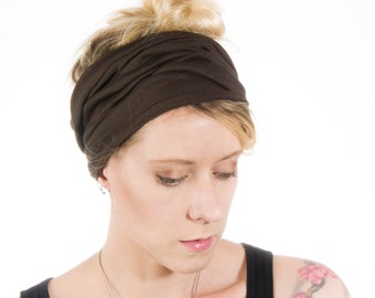 Wide Brown Jersey Headband: Women's Hair Wrap