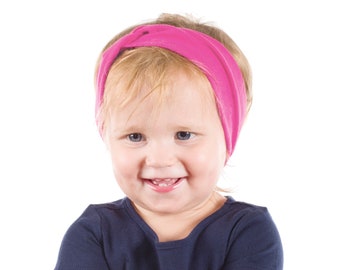 Bright Pink Baby Headband: Jersey Twist Turban Headwrap