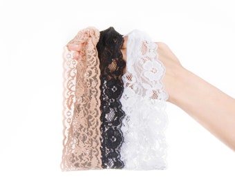 Lace Headband Set: Black, White, Tan - Twist Boho Headbands