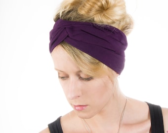 Extra Wide Headband Twist Headwrap, Turban Headband for Women Purple Headband Twist Headband, Scrunch Headband Yoga Headbands Adult Headband